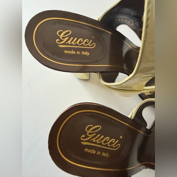 Gucci Cream and Brown Heeled Sandals - Picture 7 of 15